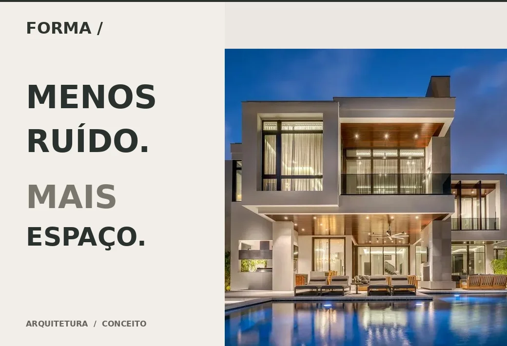 Prévia minimalista do site do estúdio fictício de arquitetura FORMA